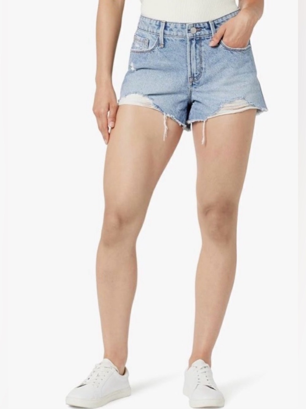 The Drop Distressed Denim Shorts